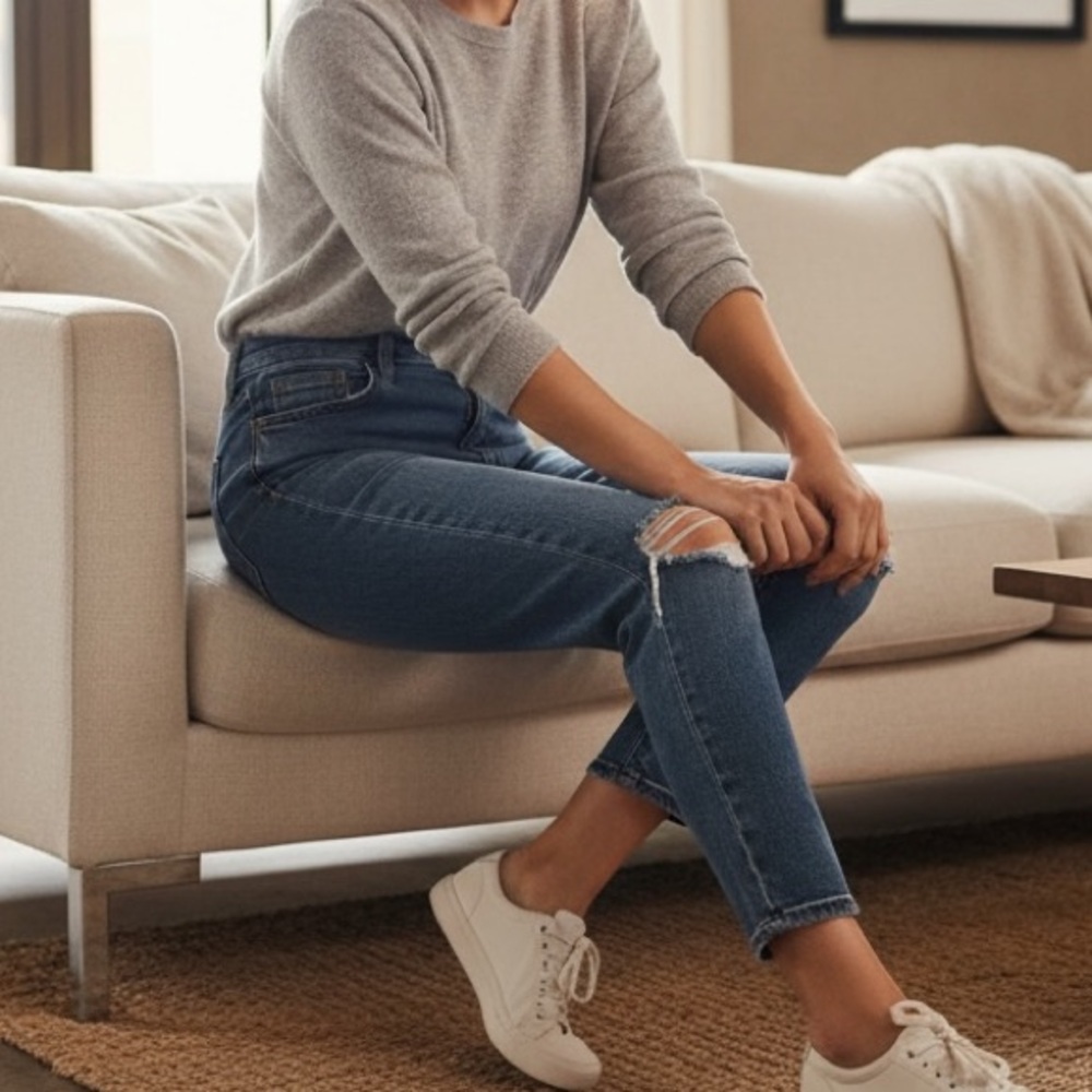 Topshop Jamie High Rise Skinny Distressed‎ Denim Jeans